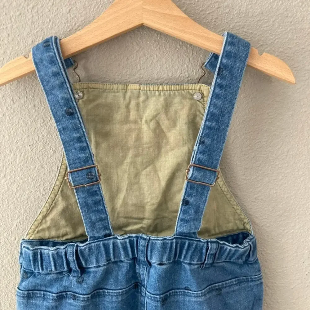 Zara Polka Dot Denim Overalls - 4-5